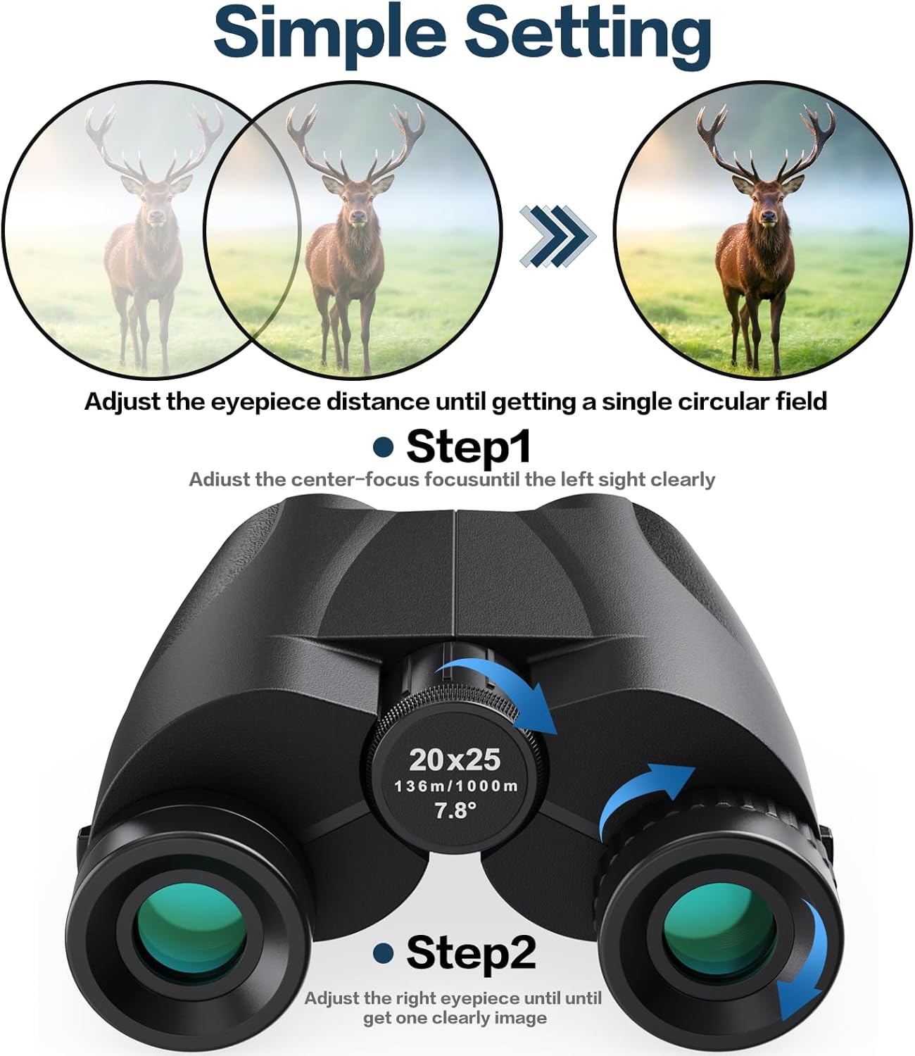 20x25 Compact Binoculars for Adults and Kids, High Power Adults Binoculars with Low Light Vision for Bird Watching, Outdoor Hunting, Travel, Concert