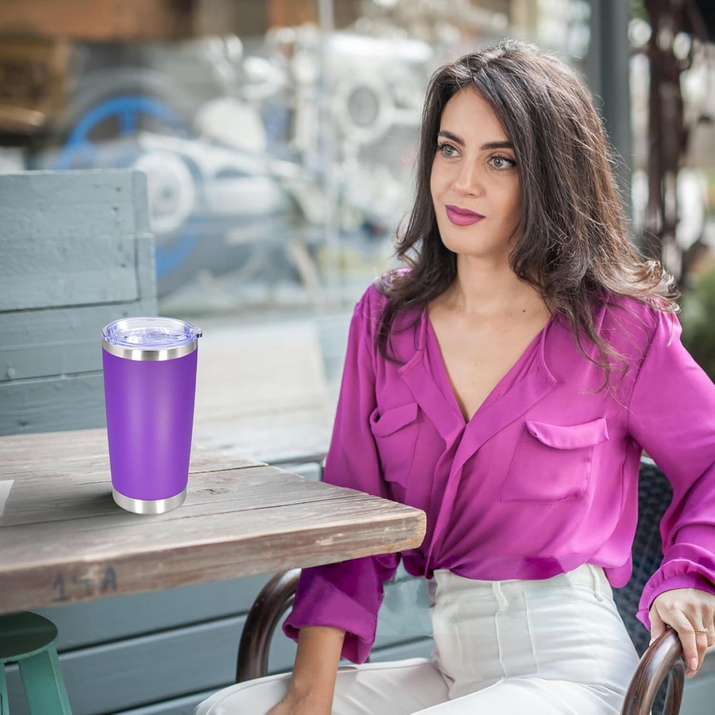 20 oz Tumbler with lid Double Wall Vacuum Insulated Tumblers Stainless Steel Coffee Mug Travel Coffee Tumbler Powder Coated Tumbler Cup Keep Hot&Cold - (PurPle 6 Pack)