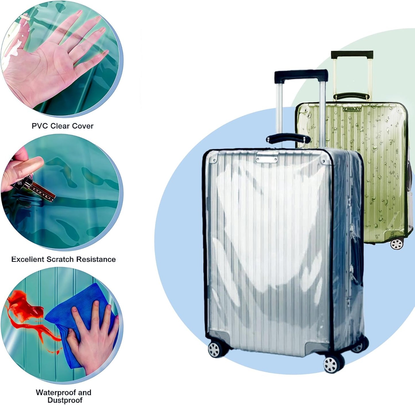 30 Inch Suitcase Cover for Luggage,1.5mm Thickness Clear Luggage Covers for Suitcase TSA Approved Suitable 30-31 Inch Suitable for Long Travel Accessories