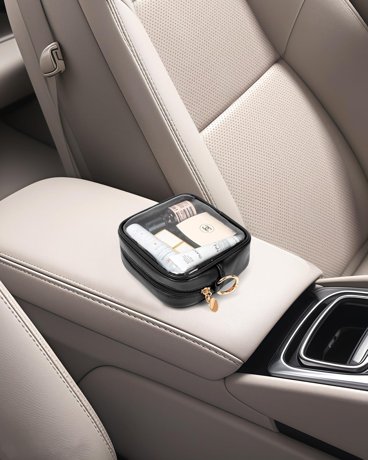 LETGO Clear Makeup Bags - TSA Approved Toiletry Bags with Zipper,Clear Toiletry Bag(Mini Black)