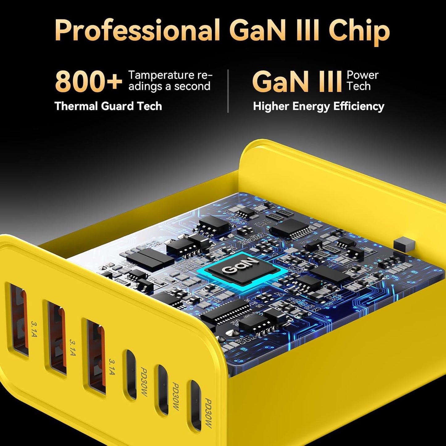 USB C Fast Charger Block, iPhone Charger Fast Charging Blocks 65W Multi Port Charger 6-Ports PD & QC Charging Cube Brick Power Adapter Type C Wall Chargers for iPhone 17/16/15/14/13/12 Pro Max, iPad