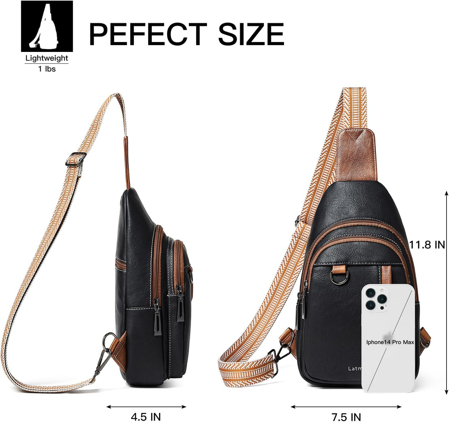 7L Sling Bag for Women Men Leather Small Sling Backpack Daypack Anti Theft Fanny Pack Crossbody Purse Travel