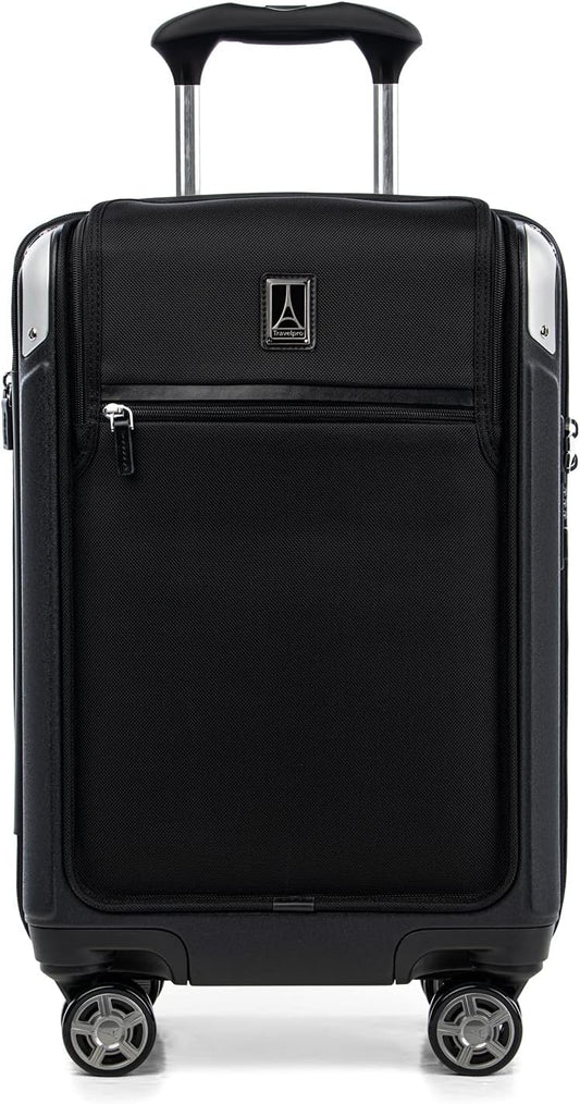 Travelpro Platinum Elite Hardside Expandable Carry on Luggage, 8 Wheel Spinner, TSA Lock, Hard Shell Polycarbonate Suitcase, Shadow Black, Compact Carry on Laptop Pocket 20-Inch