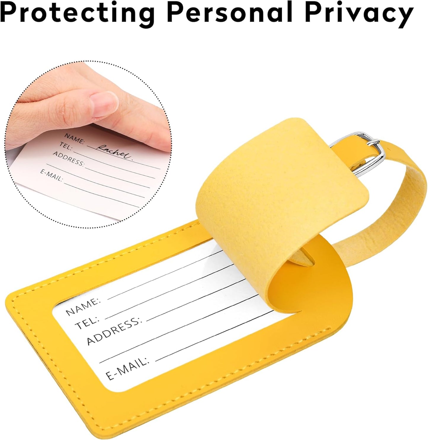 Luggage Tags for Suitcase Travel Bag Labels Privacy Protection Luggage Tag for Baggage PVC Baggage ID Label Tags Yellow