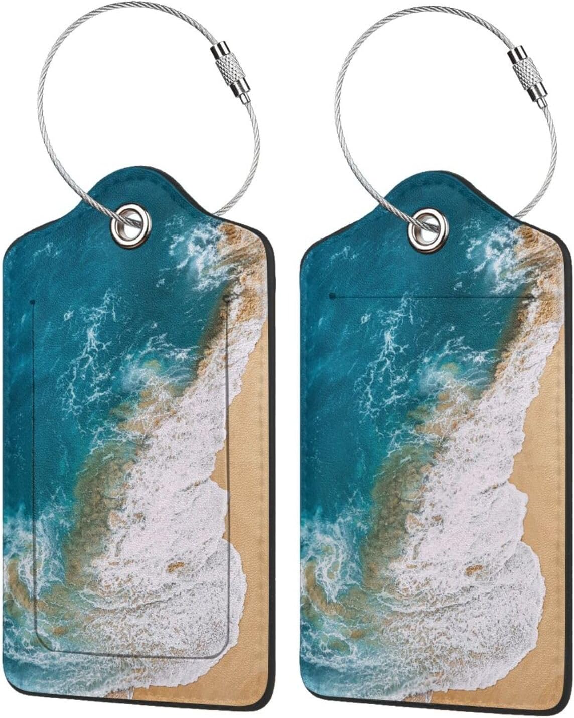 2 Pack Sandy Beach Wave Luggage Tag for Suitcases, Cruise Ship Vacation Essential Travel Gift for Men Women Couples, Beach Accessories Honeymoon Anniversary Travel Bag, Funny Christmas Birthday Gifts