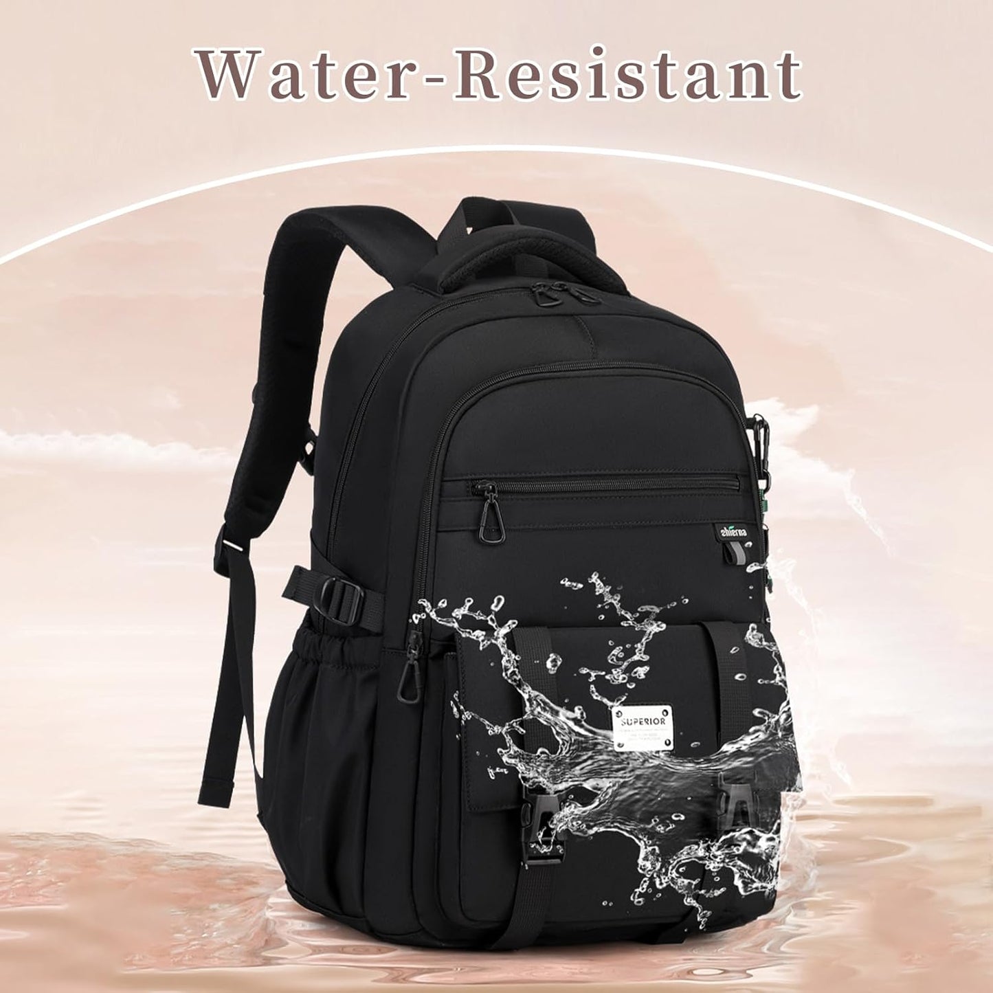 Lanola College Backpack Casual Daypacks for Men, Women & Students, Perfect Daily Backpack for School, Work, and Travel, Fits 17.3 Inch Laptop (Beige)