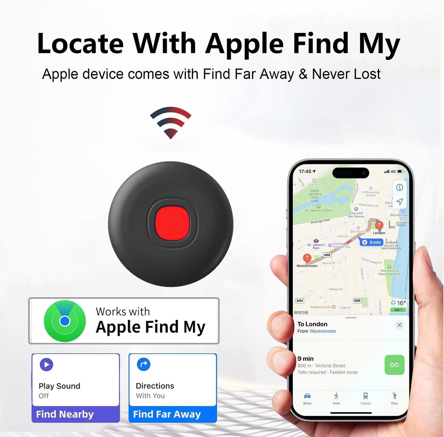 Air Tracker Tags-4Pack,IP68 Waterproof Smart Tag Tracker,Bluetooth Luggage Tracker Works with Apple Find My APP (iOS Only),Key Finder and Item Locator for Luggage,Backpack,Wallet and Pet