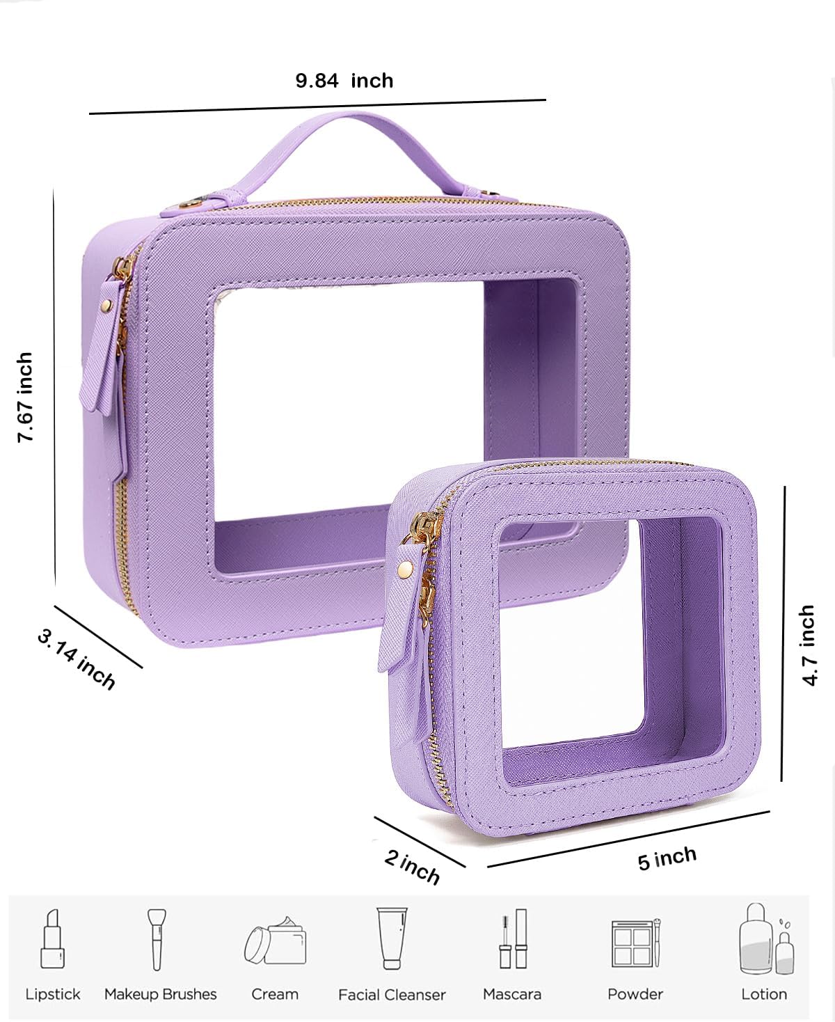 Clear Makeup Bag Small, TSA Approved Portable Toiletry Bag with Zipper Cosmetic Travel Bag Makeup Organizer Case Mini Makeup Pouch for Purse Car Organizer Bag for Women Men