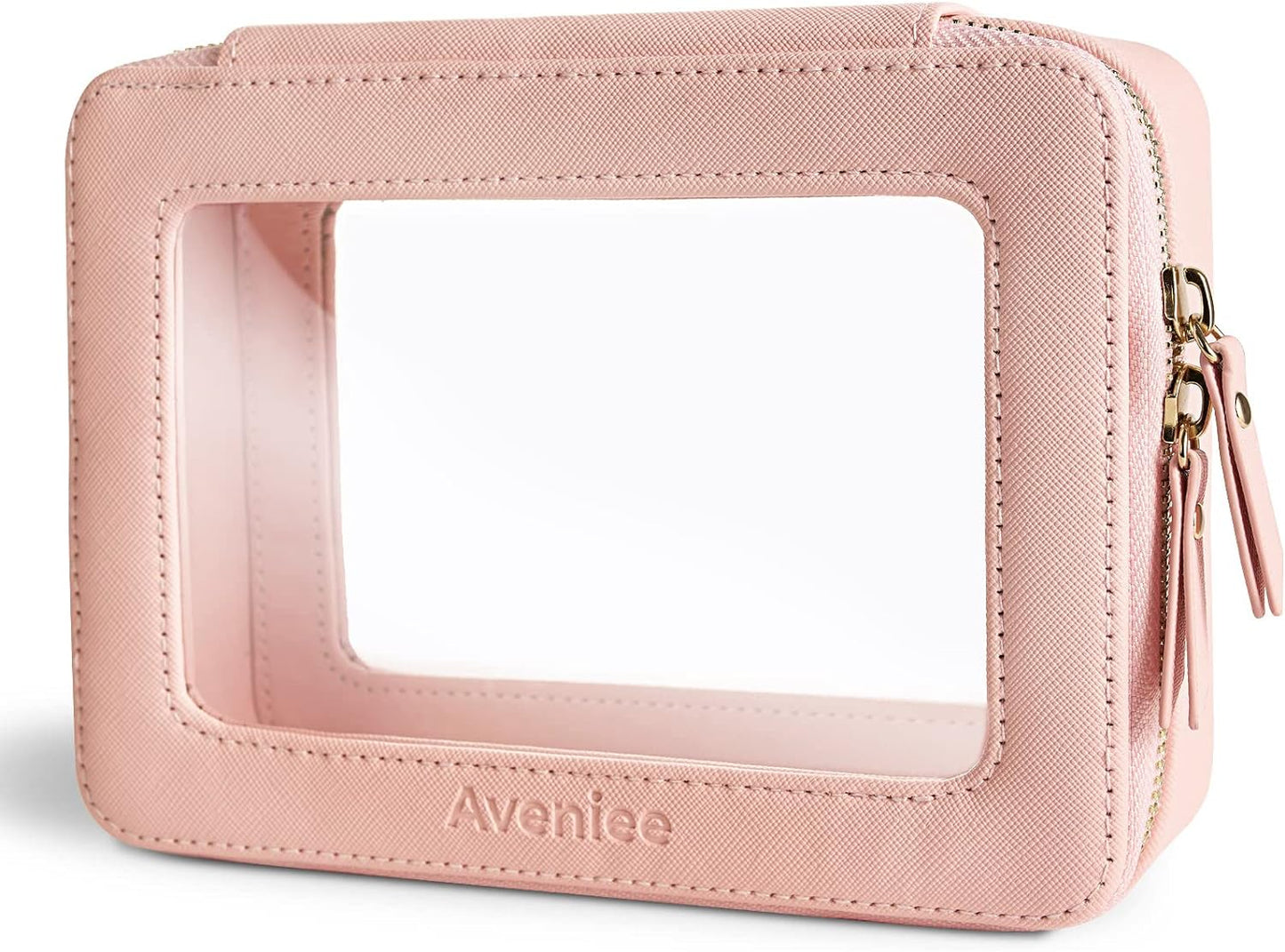 Aveniee Clear Makeup Bag Organizer,Large Travel Toiletry Bag for Women, Waterproof Cosmetic Pouch with Zippers,Car Organizers and Storage Case for Accessories,Pink