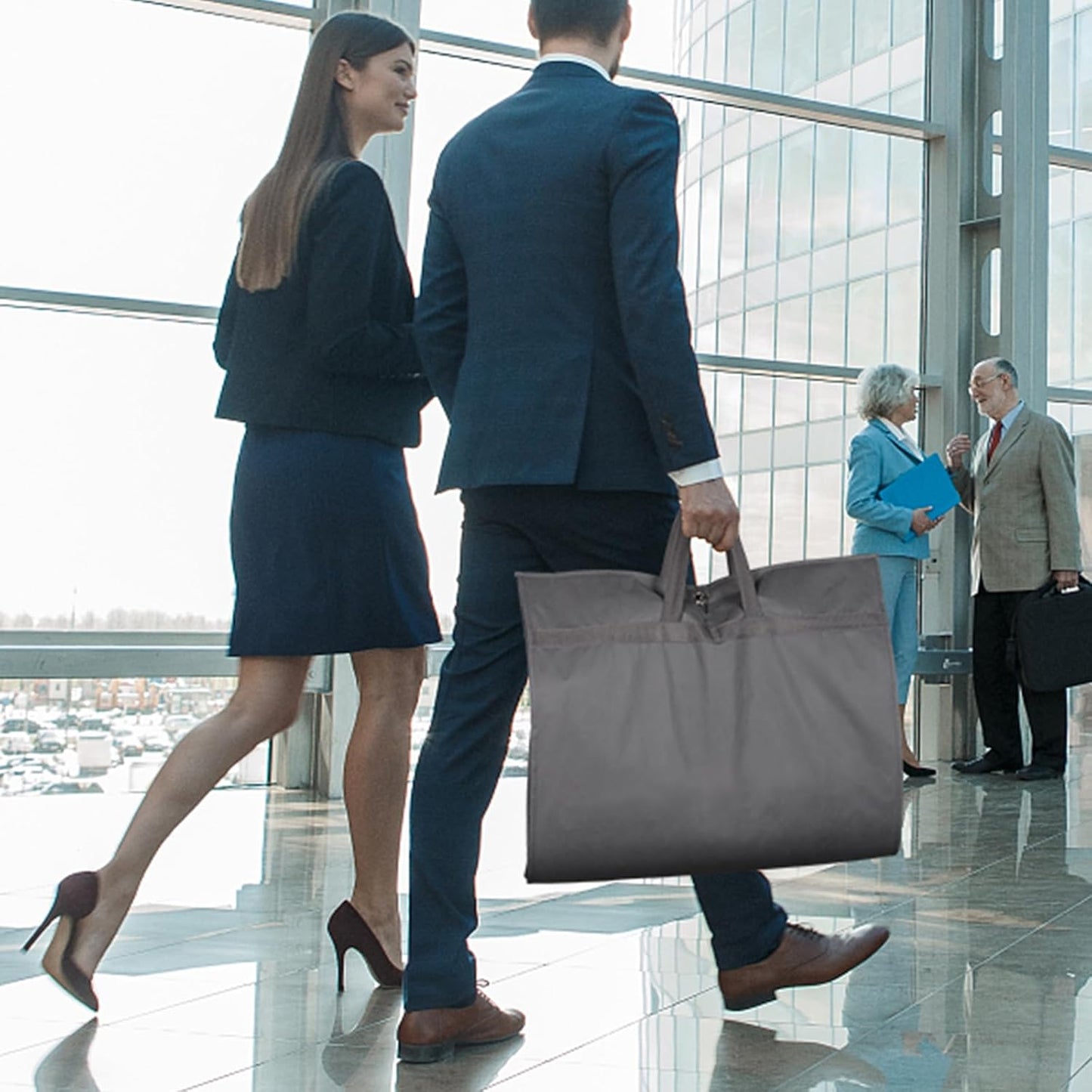 Zilink 43" Suit Bags for Closet Storage and Travel Gusseted Hanging Garment Bags for Men Suit Cover for Travel with Handles for Coats, Jackets, Shirts,Dresses, Grey