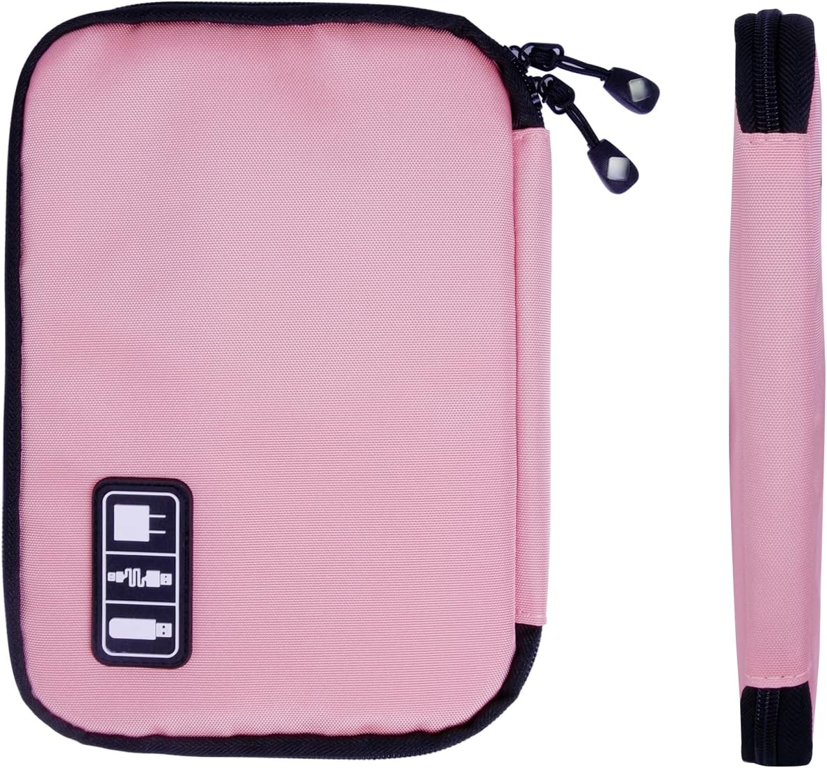 Electronics Travel Organizer,Portable Waterproof Electronic Travel Storage Bag for Small Charging Cord Storage,Charger,SD Card etc,for Travel,Business -Pink Green