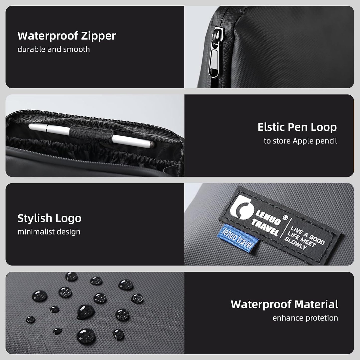 RIGHT AWAY Travel Tech Pouch，Waterproof Cord Case，Electronics Organizer Travel Case，Cable Organizer Storage Bag For Phone, Charger, Accessories(GRAY)