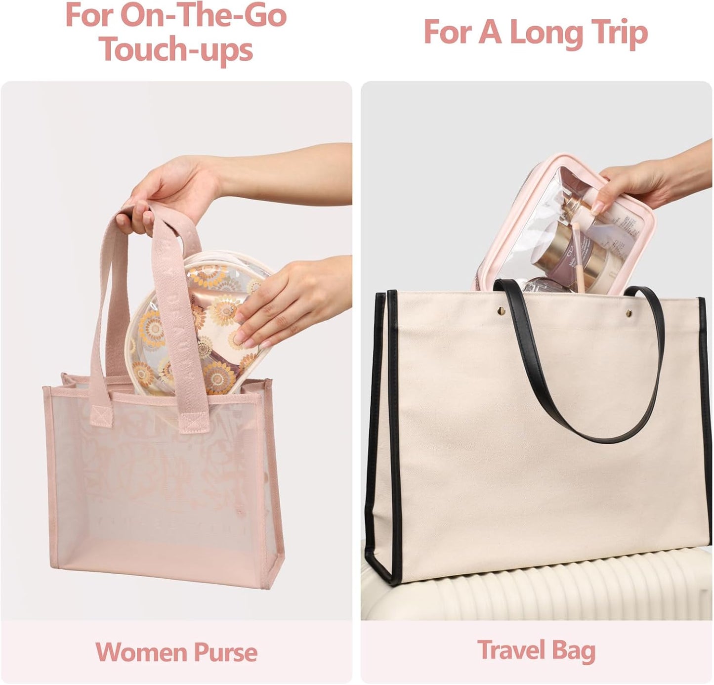 PACKISM TSA Approved Toiletry Bag - Upgrade Color-Edged Clear Makeup Bags, Clear Toiletry Bags For Traveling Fits Various Storage Needs