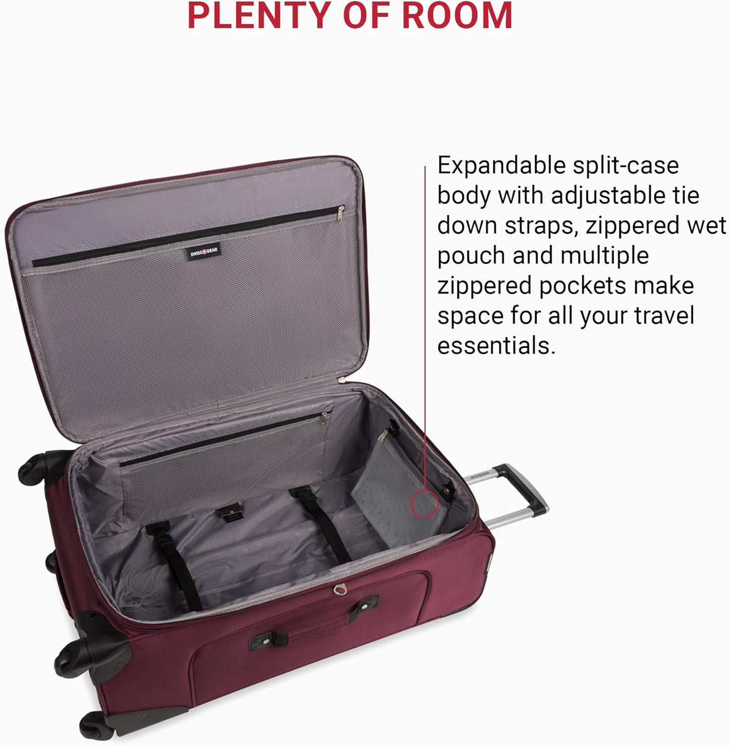 SwissGear Sion Softside Expandable Luggage, Merlot, 3-Piece Set (21/25/29)
