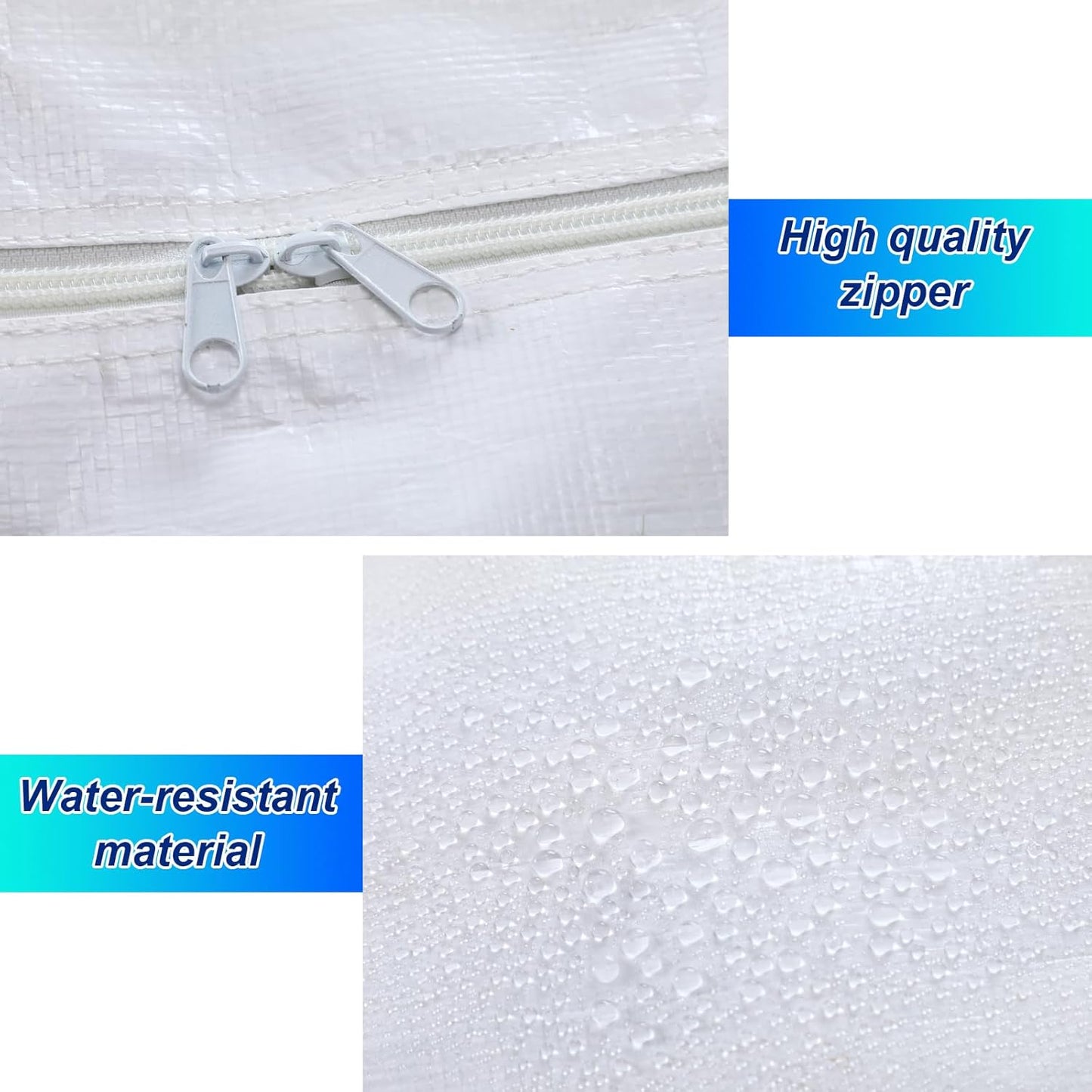 4 Pcs 66 Gallon Large Moving Bags with Zipper and Handles Foldable Storage Duffle Bags Heavy Duty Extra Large Totes for College Dorm Travel Clothes Blankets Bedding Moving(White)