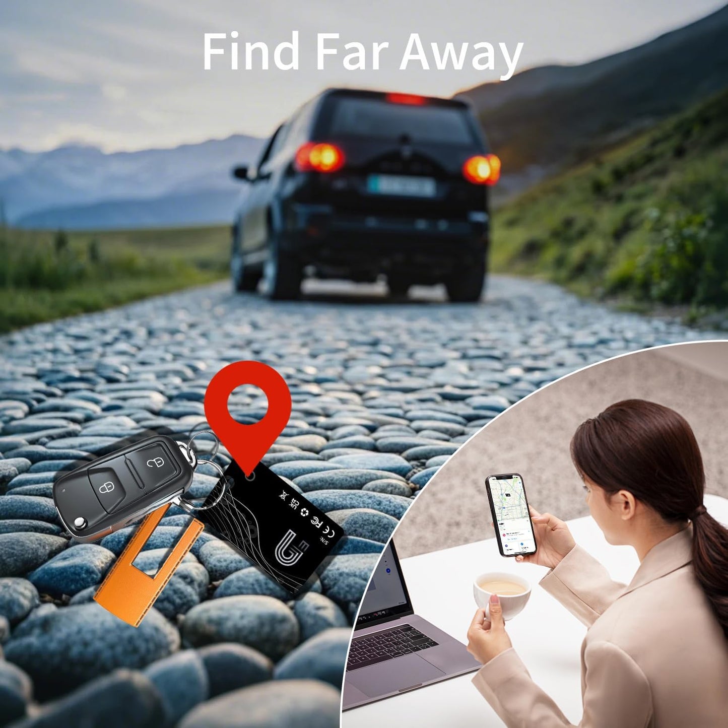 Wallet Tracker Card, Rechargeable Bluetooth Tracker with Apple Find My iOS Only Thin Wallet Finder GPS Tracker IP68 Waterproof Item Locator for Luggage, Keys, Bags, Passports and More