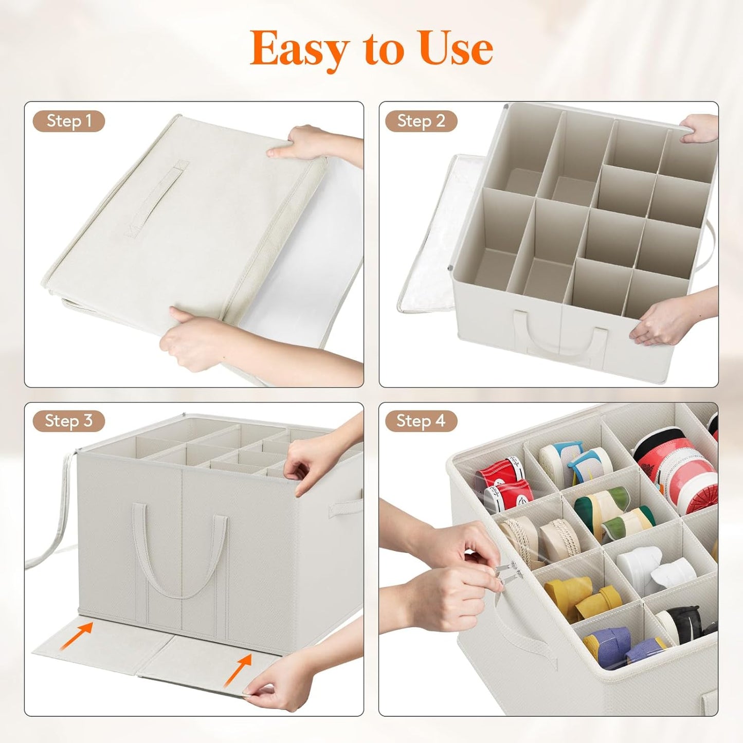 Lifewit Shoe Storage Organizer for Closet, Fits 12-16 Pairs, Large Shoe Box Storage Containers with Clear Cover and Reinforced Handles,Foldable Storage Bins Fits for Boots Heels Sneakers,3 Pack White