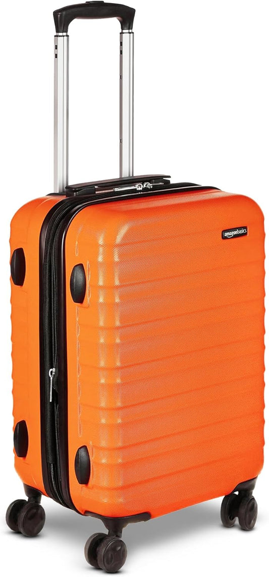 Amazon Basics 21" Hardside Carry-On Luggage, Hardshell Suitcase With Wheels, Expandable For Up to 25% More Space, With Scratch-Resistant Surface, Four Multi-directional Wheels, Orange