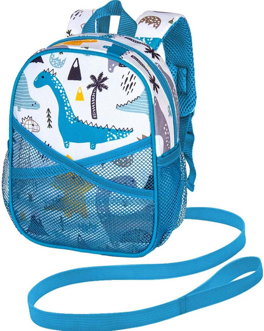 AGSDON Toddler Backpack with Leash, 9.5" Baby Dinosaur Safety Leashes Removable Tether Bookbag