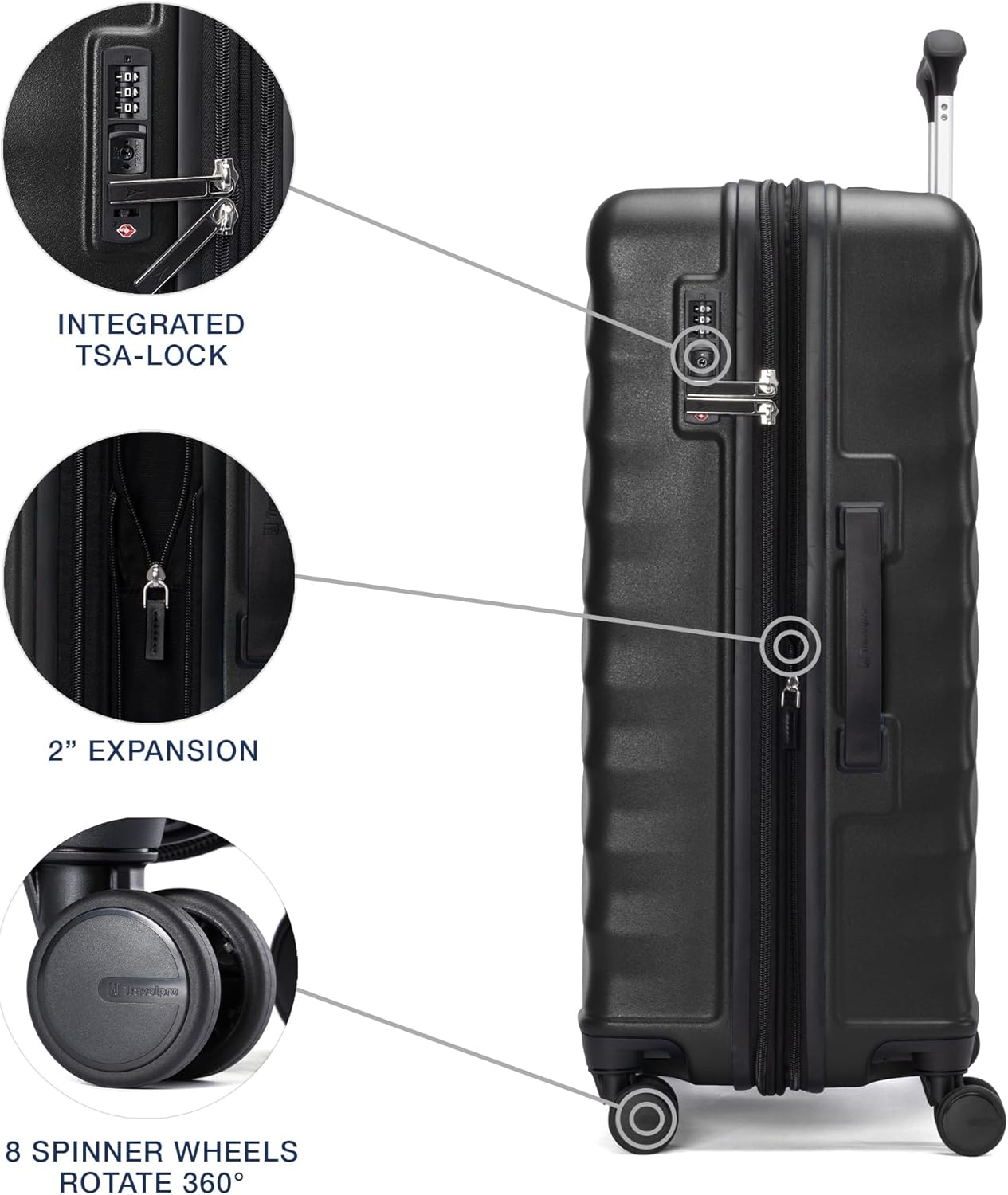 Travelpro Maxlite Air V2 Hardside Expandable Checked Luggage, 8 Spinner Wheels, Lightweight Hard Shell Suitcase, TSA lock, Black, Checked Medium 25-Inch
