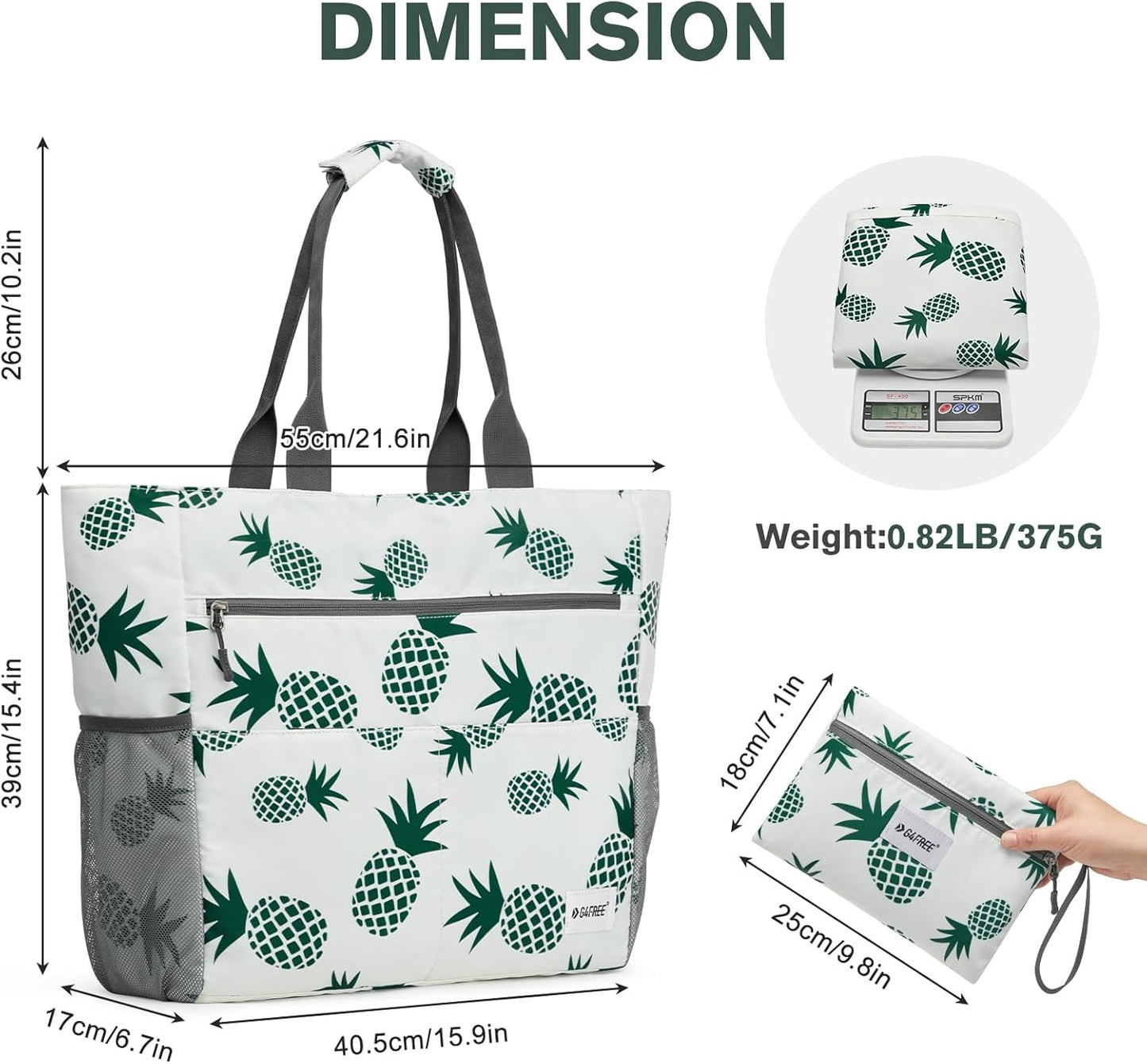 G4Free Beach Bag, Waterproof Sandproof Beach Tote Bag, Large Capacity Foldable for Women