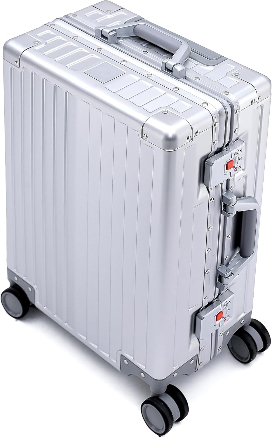 YYW Aluminum Carry-On Luggage Airline Approved Lightweight Suitcase with TSA Lock and Silent Wheels, Hardshell Spinner Business Travel (silver, 24in)