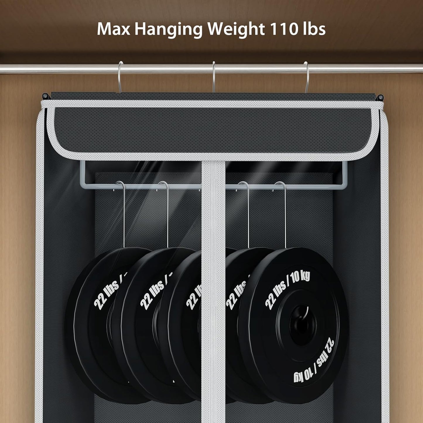 Univivi Garment Bags for Hanging Clothes, 2 Pack Large Clothes Storage Bags Closet Organizer with Clear Window, Premium Hanging Garment Storage Bag for Suits, Coats, Dresses, 54" (Dark Grey)