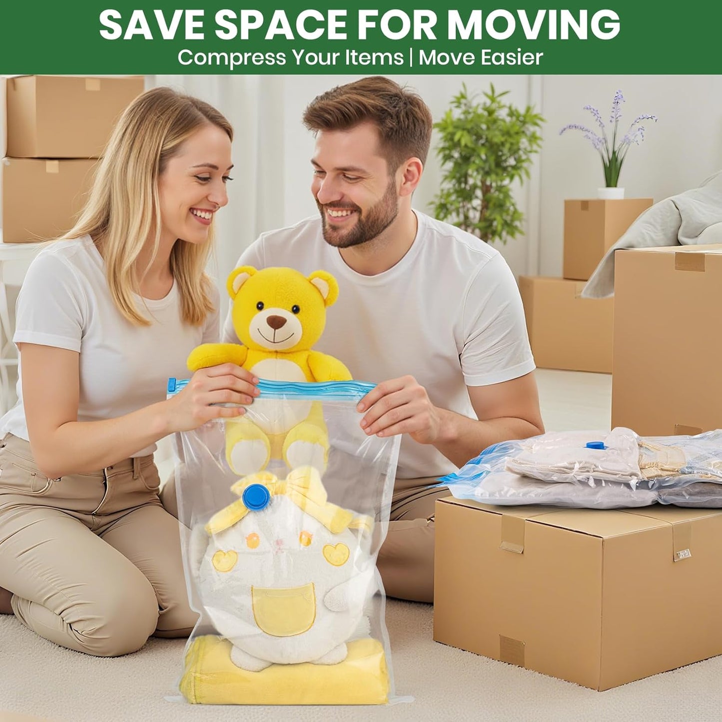 Vacuum Storage Bags,30Pack Vacuum Seal Bags for Clothing,Travel,Clothes,Comforters,Blankets,Pillows-6 Jumbo+6 Large+6 Medium+6 Small+6 Roll Up Space Saving Bag Hand Pump Included