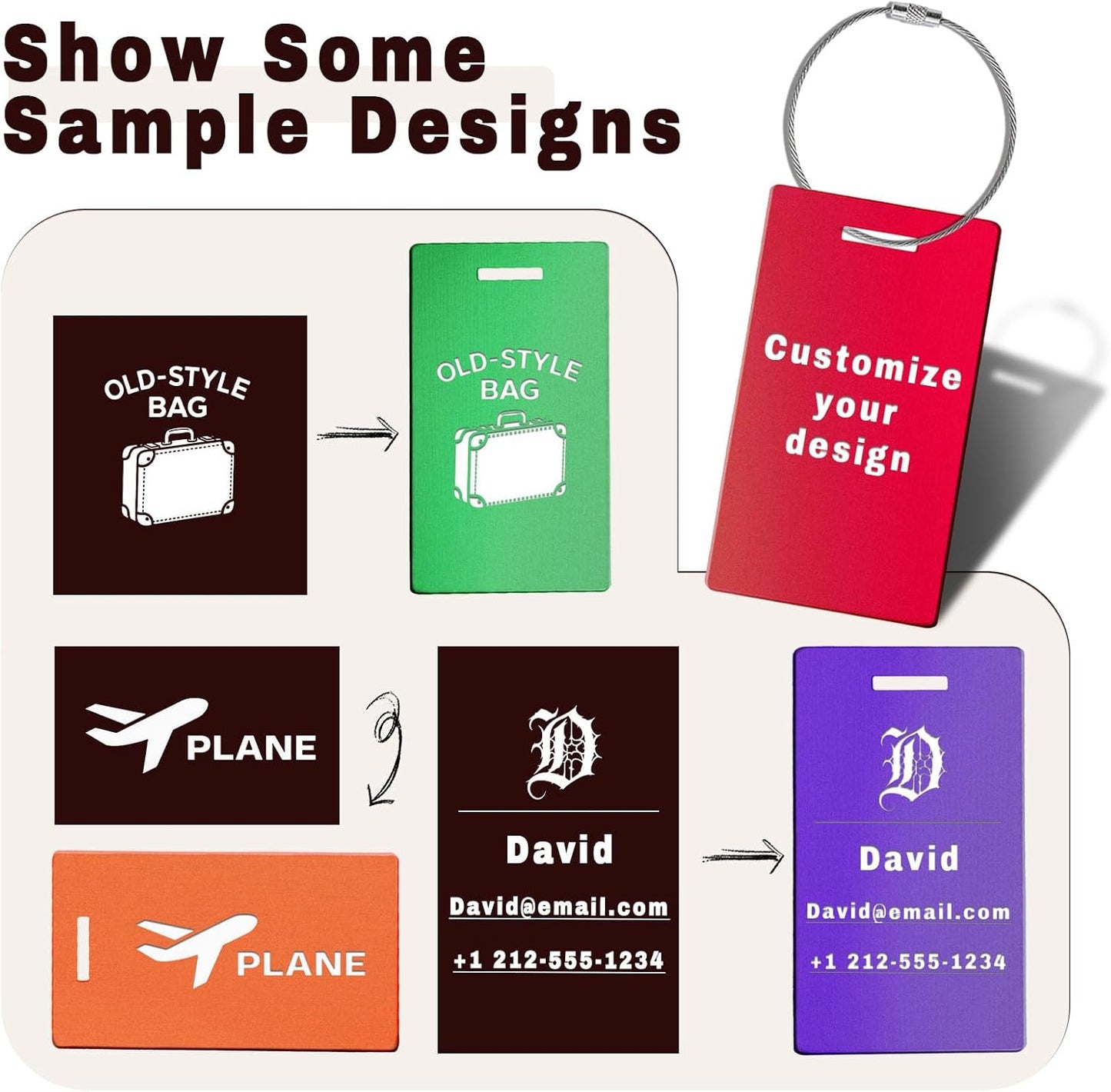 Custom Metal Luggage Tags for Suitcases Custom Engraved Aluminum Personalized Luggage Tags for Travel(Large,Green)