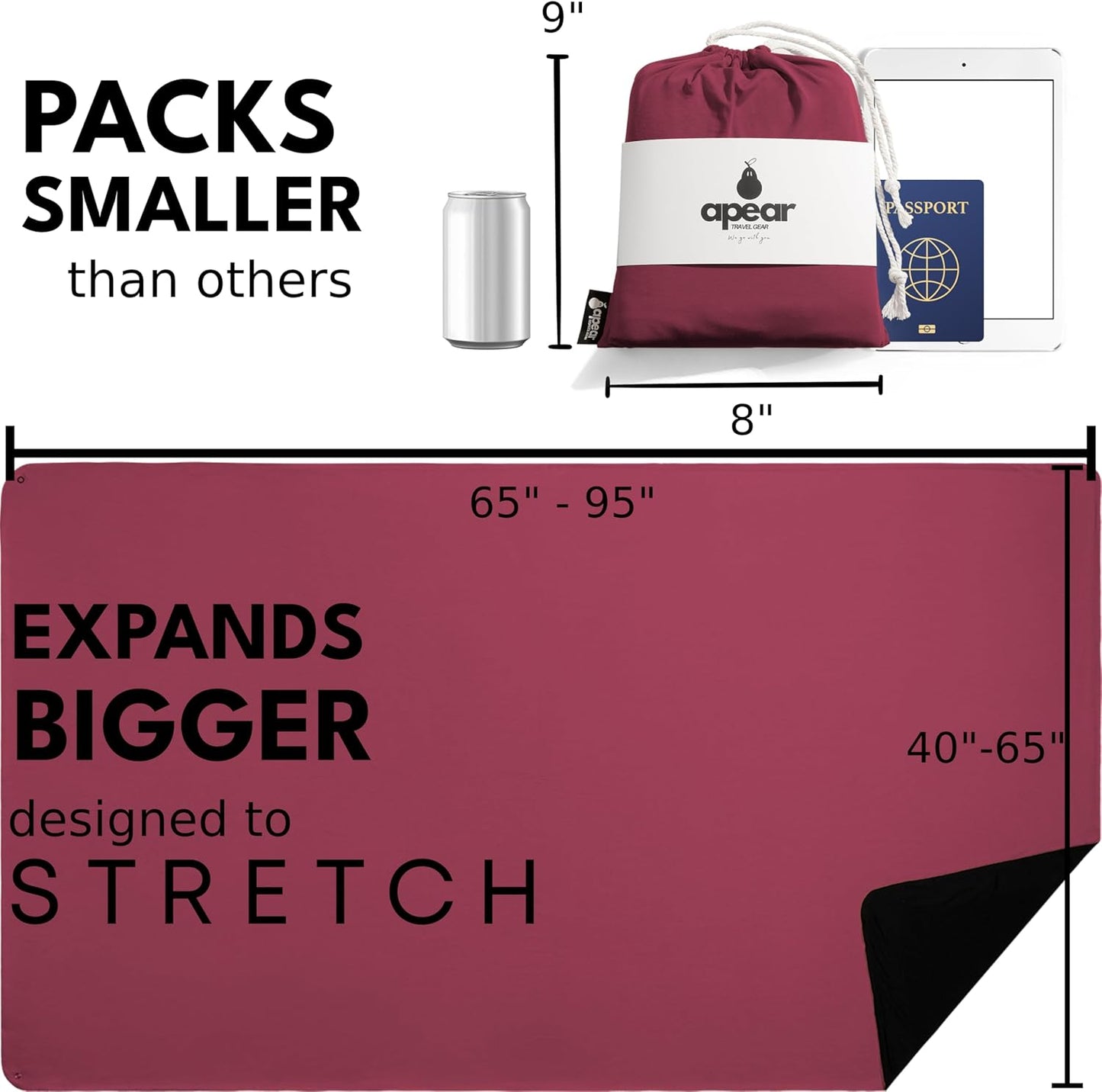 16-in-1 Compact Travel Blanket with Bag – Reversible, Ultra Soft Bamboo Airplane Blanket with Hidden Pocket - Lightweight & Packable for Flights, Camping, Picnic, Travel Essentials