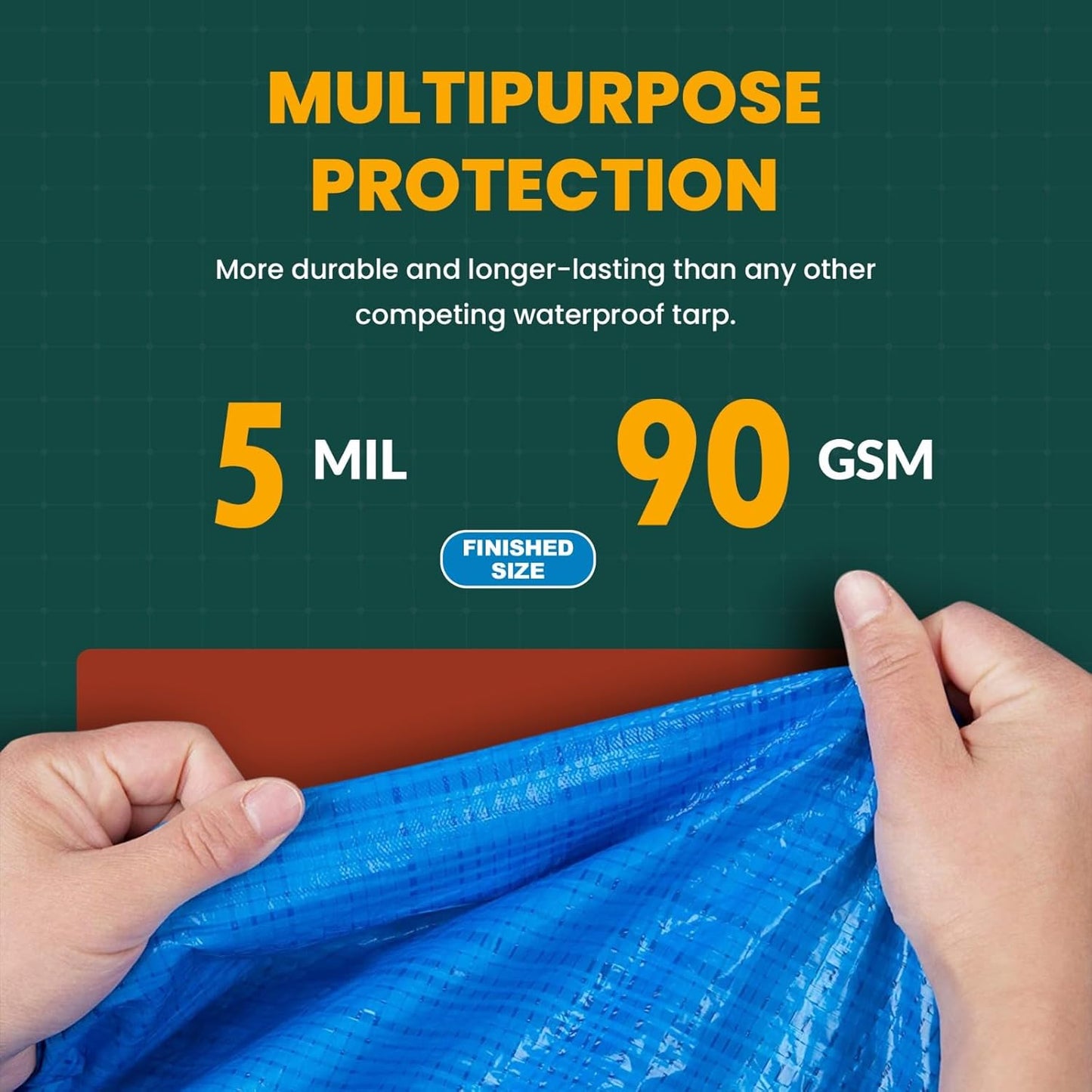 Large Waterproof Tarp - Heavy Duty 5 Mil Thick Poly Tarpaulin Ideal for Canopy Tents, Boats, RV or Pool Covers - Multipurpose Protective Tarps with Grommets for Indoor and Outdoor Use | 24' x 36'