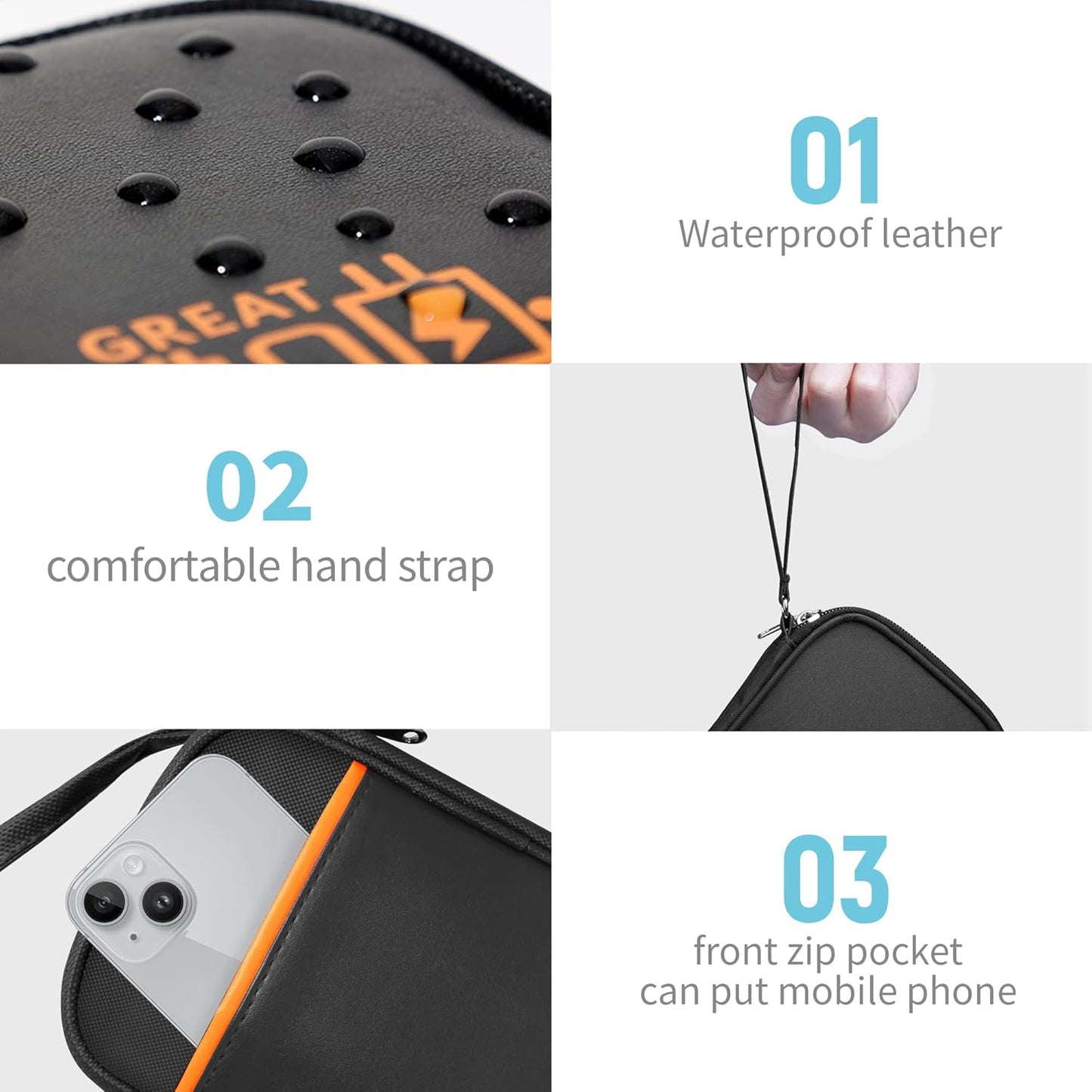 Electronics Travel Organizer,Portable Waterproof Electronic Travel Storage Bag for Small Charging Cord Storage,Charger,Small Electronics,SD Card etc,for Travel,Business -Black