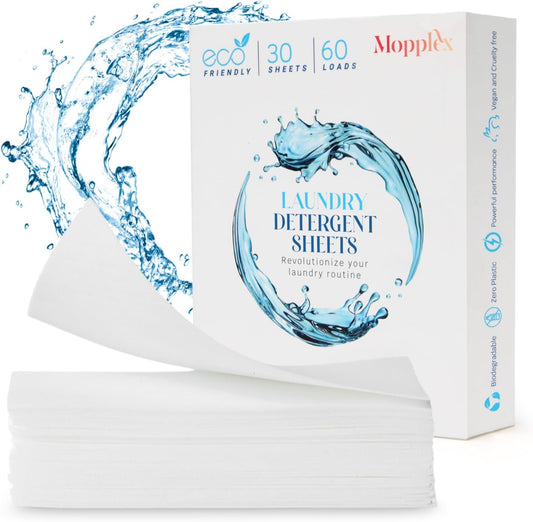 Laundry Detergent Sheets, 30 Laundry Soap Sheets 60 Loads, Travel Friendly Detergent Sheets, Eco Friendly Laundry Detergent Sheets, Compact Washer Sheets for Home & Travel Use