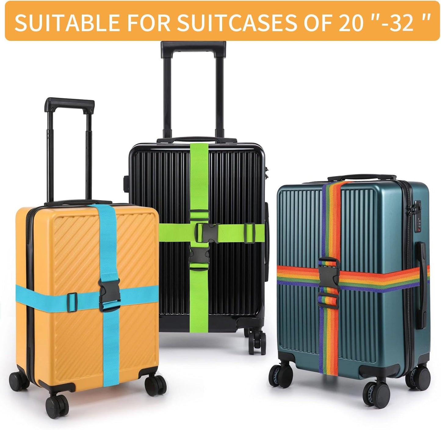 BILIONE Luggage Straps, 79" Long Belts Keep Suitcase Secure While Traveling, TSA Approved Add a Bag Premium Accessory for Travel Bag Closure (Pink, 4Pcs)