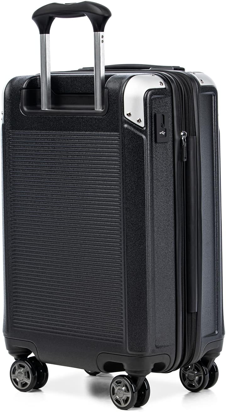 Travelpro Platinum Elite Hardside Expandable Carry on Luggage, 8 Wheel Spinner, TSA Lock, Hard Shell Polycarbonate Suitcase, Shadow Black, Carry on 21-Inch