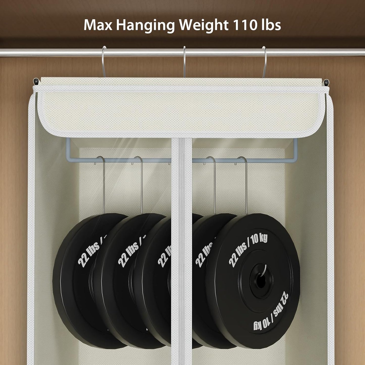 Univivi Garment Bags for Hanging Clothes, 2 Pack Large Clothes Storage Bags Closet Organizer with Clear Window, Premium Hanging Garment Storage Bag for Suits, Coats, Dresses, 54" (Beige)