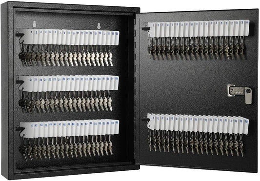 KYODOLED 100Keys Key Cabinet Organizer, Key Lock Box Wall Mount with Code, Large Keys Storage Combination Lock Box,17"x 12.99" x 3.26" (Black,100 Key)