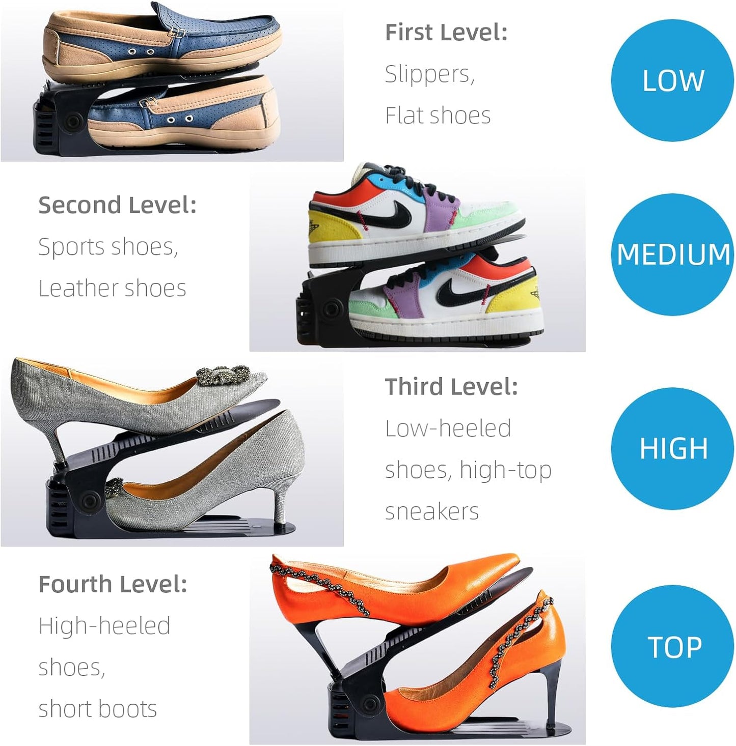 Shoe Slots Organizer, 36PCS Adjustable Double Layer Stack Shoe Rack, 50% Space-Saving Storage Rack Holder, Black