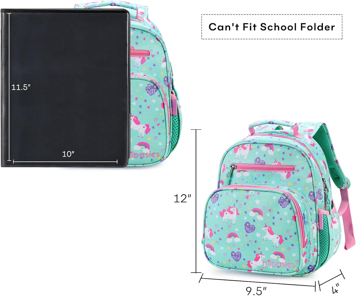 mibasies Toddler Backpack for Girls 2-4: Cute Kids Backpacks for Girls - Preschool Kindergarten Backpack - Magical Unicorn