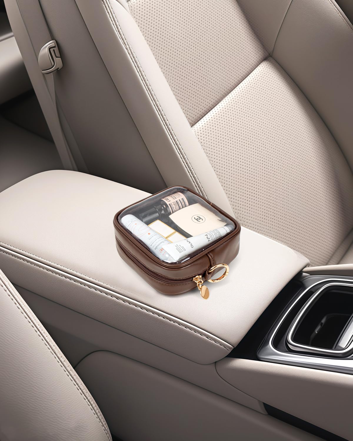 LETGO Small Cosmetic Bag for Purse Mini Makeup Bag for School Cute Clear Make Up Pouch for Travel Clear Cosmetic Bags Purse Essentials Make Up Bag for School Women Men (Mini Chocolate)