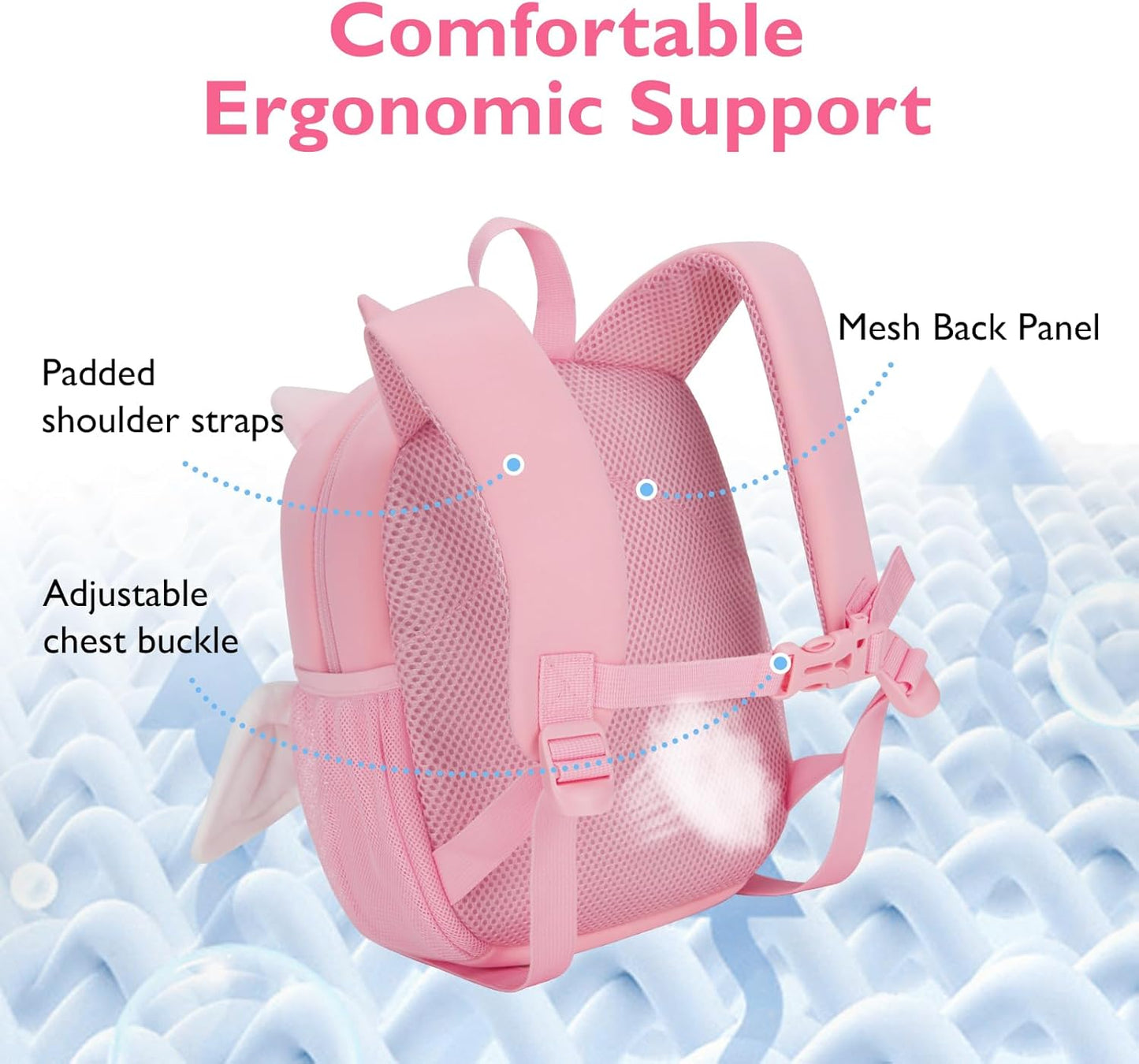 mommore Toddler Backpack for Girls 2-4 Neoprene Unicorn Backpack with Kids Leash, 3D Cartoon Preschool Kindergarten Bookbag for Pre-k, Pink