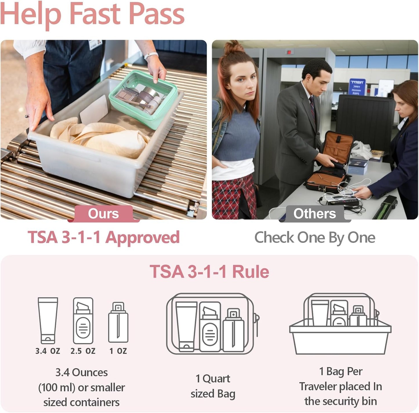 PACKISM TSA Approved Toiletry Bag - Upgrade Color-Edged Clear Makeup Bags, Clear Toiletry Bags For Traveling Fits Various Storage Needs