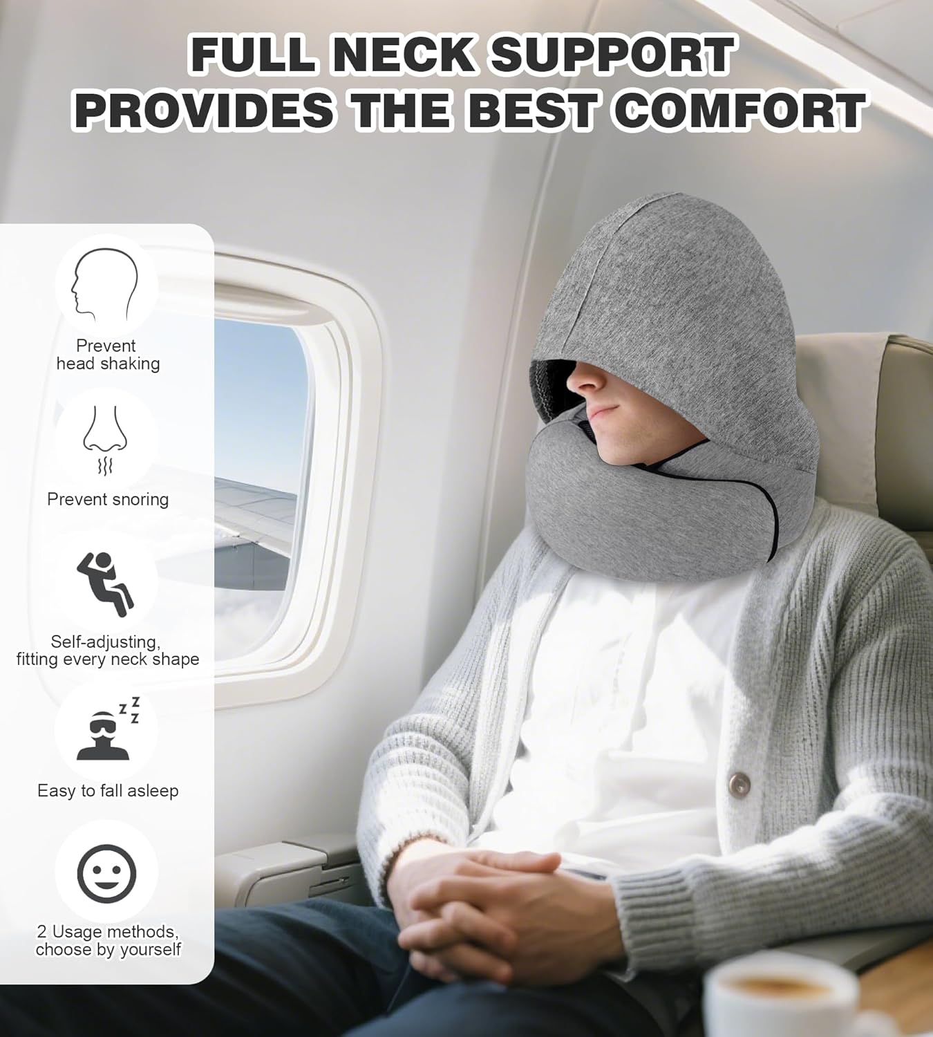 Airplane Travel Pillow, Memory Foam Travel Pillow, Suitable for Sleeping on Planes, in Offices and in Cars, a Must-Have for Long Flights, and a Necessity for Road Trips.
