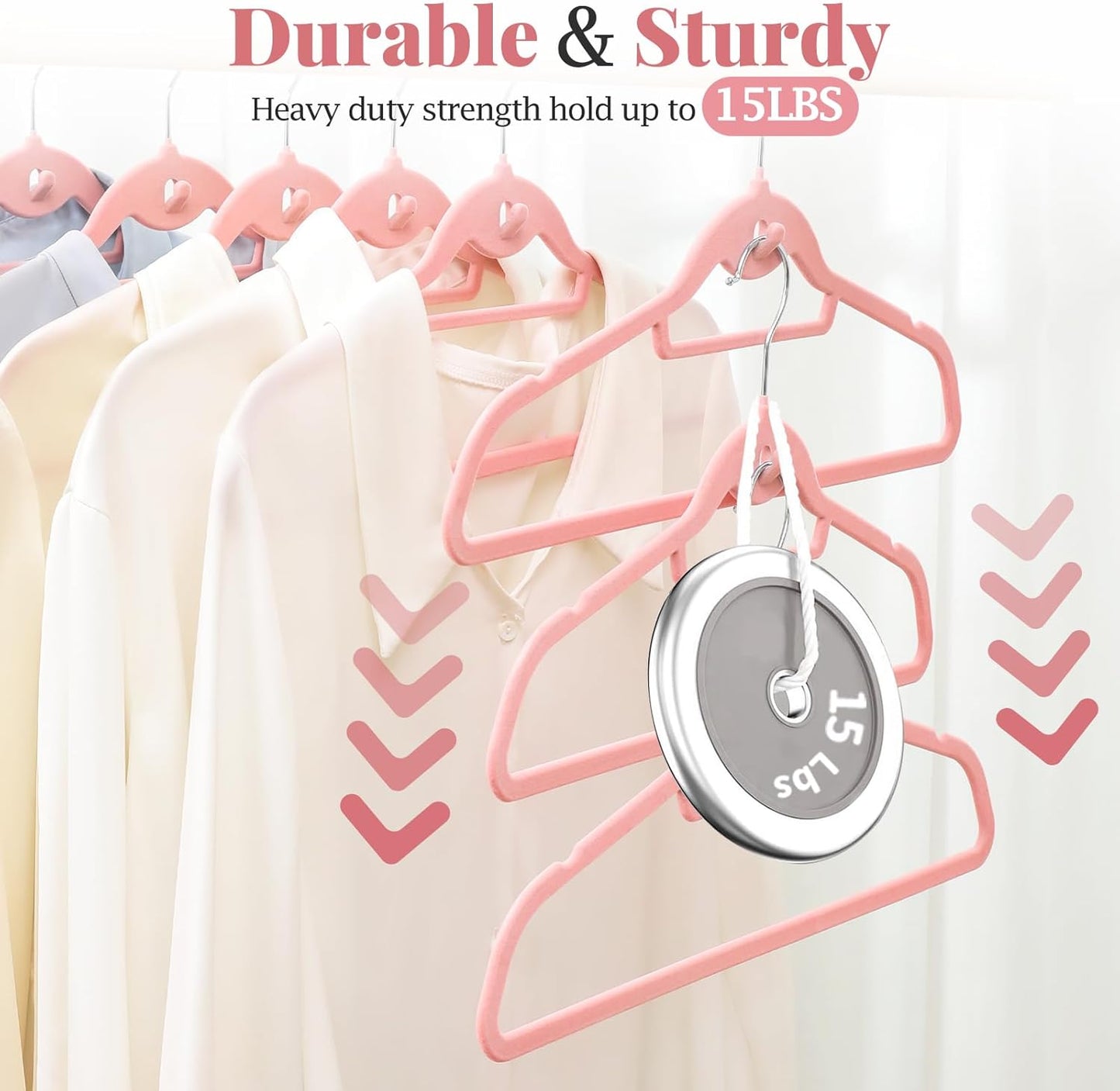 Velvet Felt Stackable Hangers 50 Pack, Non Slip, with 360°Swivel Hook, Ultra Thin and Space Saving for Suits, Shirts, Coats, 15Lbs Capacity Heavy Duty, Pink