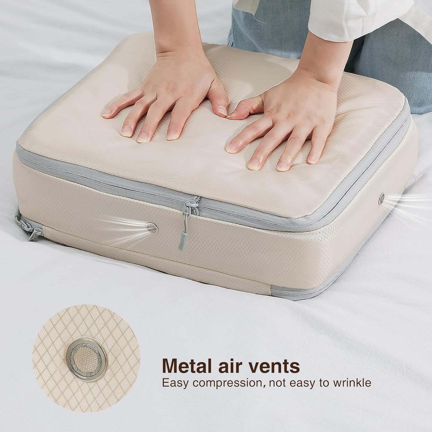 DIMJ Clothes Storage Bag 6 Pack, 19L Compression Storage Bags for Blanket, Sweater, Jacket, Closet, Sheet Storage Organizer with Window Handle, Compression Packing Cubes Space Saver Bags with Zipper