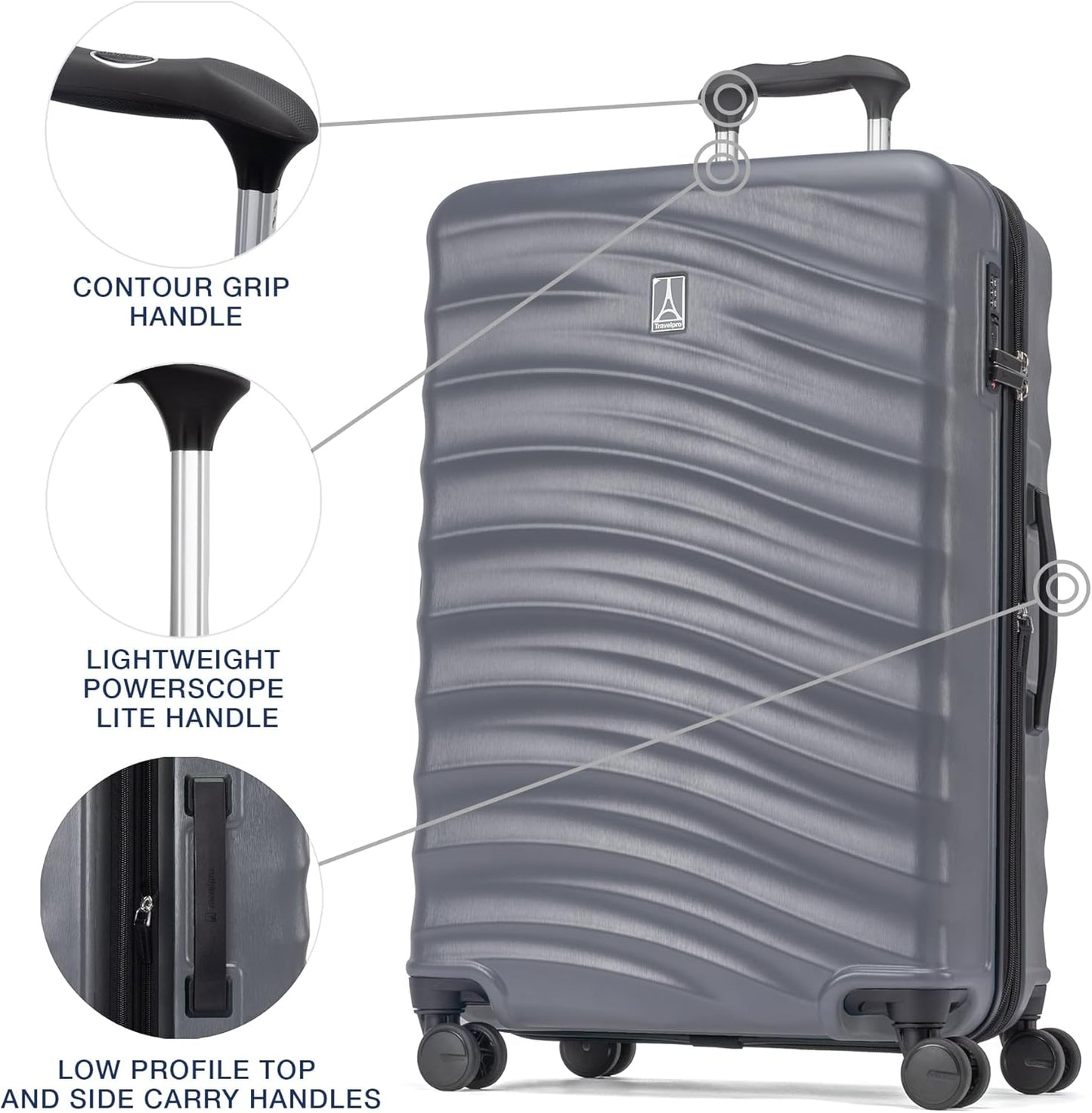 Travelpro Maxlite Air V2 Hardside Expandable Checked Luggage, 8 Spinner Wheels, Lightweight Hard Shell Suitcase, TSA lock, Shadow Grey, Checked Medium 25-Inch