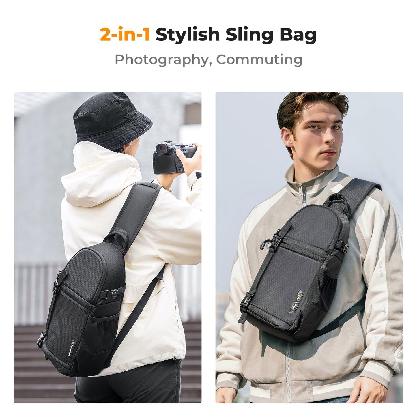 K&F CONCEPT Camera Sling Bag Crossbody Bag Camera Shoulder Backpack DSLR/SLR/Mirrorless Photography Bags Compatible with Canon/Nikon/Sony/Fuji/Gopro/DJI