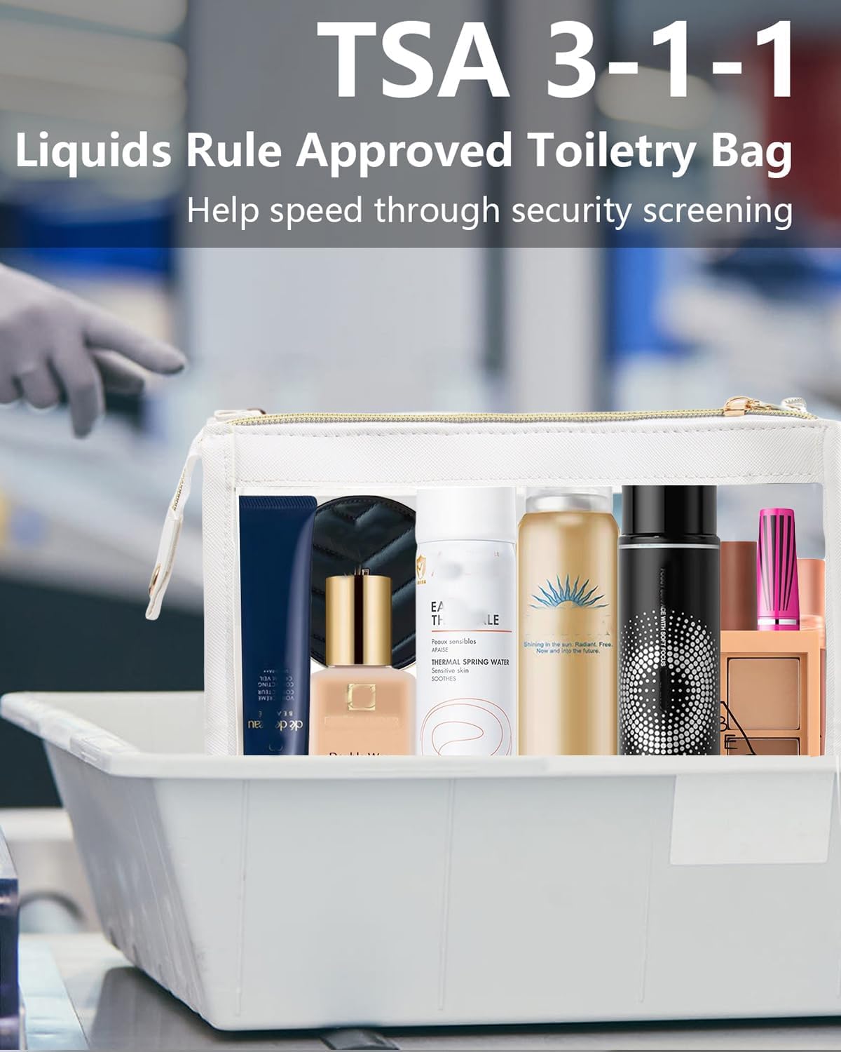 Small Clear Makeup Bag, Waterproof Clear Travel Toiletry Bag Case Cosmetic Bag with Zipper Small Makeup Pouch Travel Bags for Toiletries Travel Essentials Car Organizer