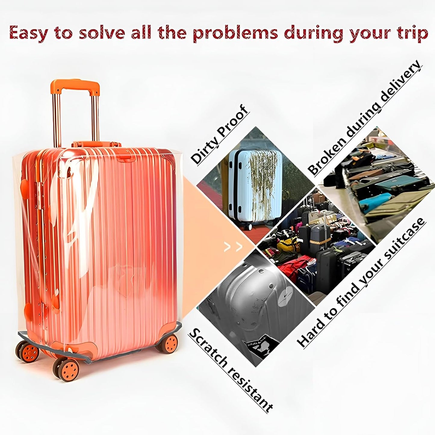 20 Inch Luggage Covers for Suitcase TSA Approved,Carry On Luggage Cover Protector Suitable 20-21 Inch Full Clear 3mm Thickness Protector PVC Clear Suitable for Long Travel Accessories