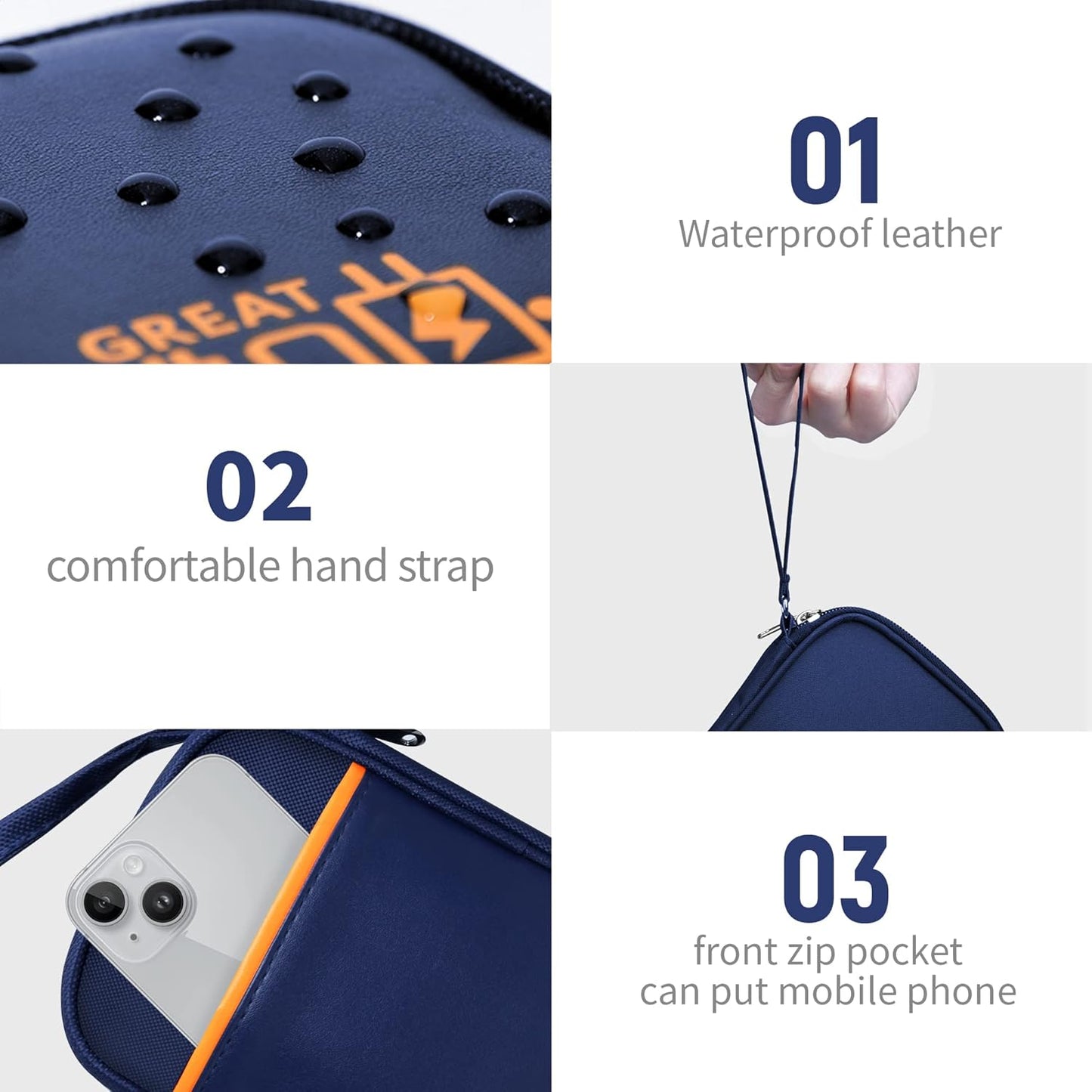 Travel Cable Organizer Bag Pouch Electronic Accessories Carry Case Portable Waterproof All-in-One Storage Bag for Cable,Charger, Phone, Hard Drive，SD Card-Navy Blue